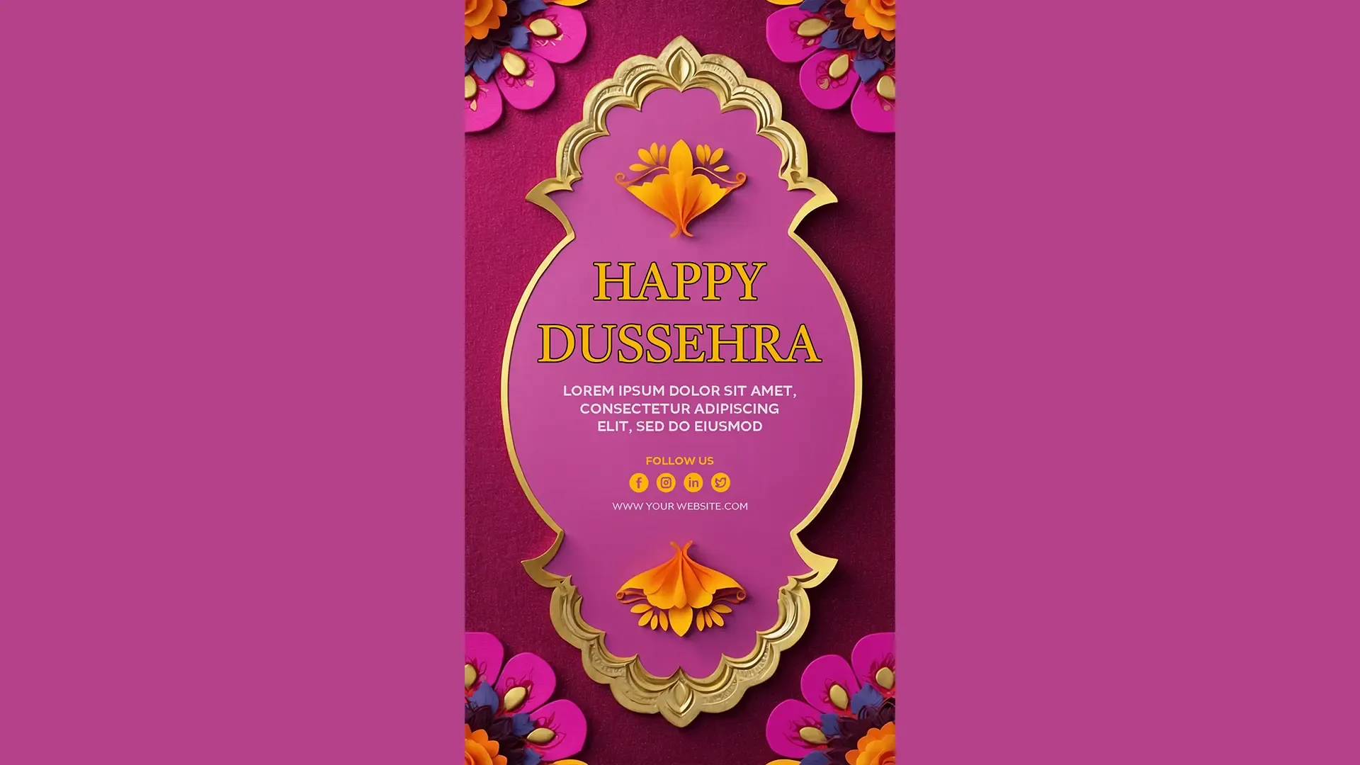 Elegant Golden Frame Happy Dussehra Instagram Story Card